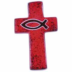 Handschmeichler Kreuz: Fischsymbol - rot