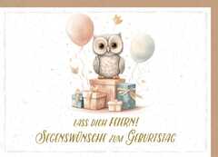 Faltkarte "Zum Geburtstag" - Eule Faltkarte "Zum Geburtstag" - Eule