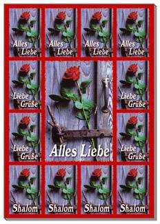 Aufkleber-Gruß-Karten: Alles Liebe (1x12)