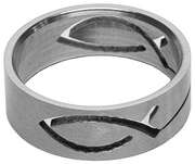 Edelstahlring "Ichthys-Fisch", Größe 17, gelasert Edelstahlring "Ichthys-Fisch", Größe 17, gelasert