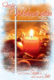 Faltkarte "Frohe Weihnachten und Gottes Segen" Kerze – 5 Stück