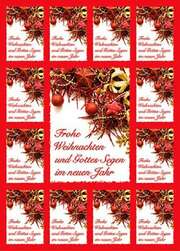 Aufkleber-Gruß-Karten: Frohe Weihnachten - 4 Stück