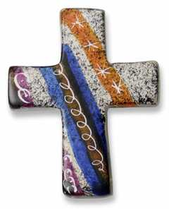 Handschmeichler Kreuz aus Speckstein - blau-grau